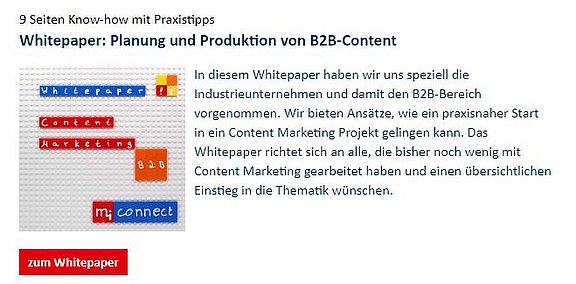 mi connect: Teaserartikel für ein Whitepaper 